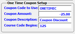 One Time Coupon Setup