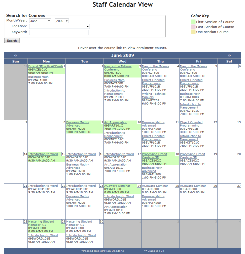 Staff Calendar